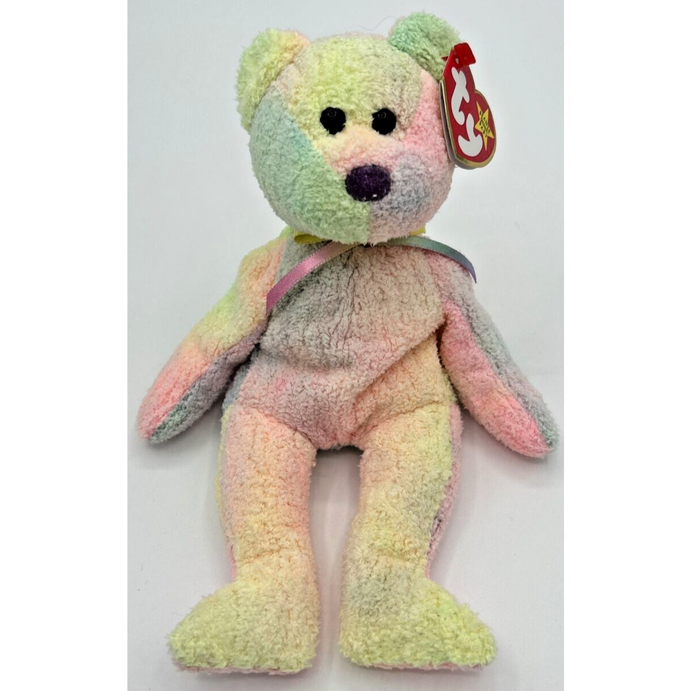 1999 Ty Beanie Baby "Groovy" Pastel‎ Tie Dye Bear BB23